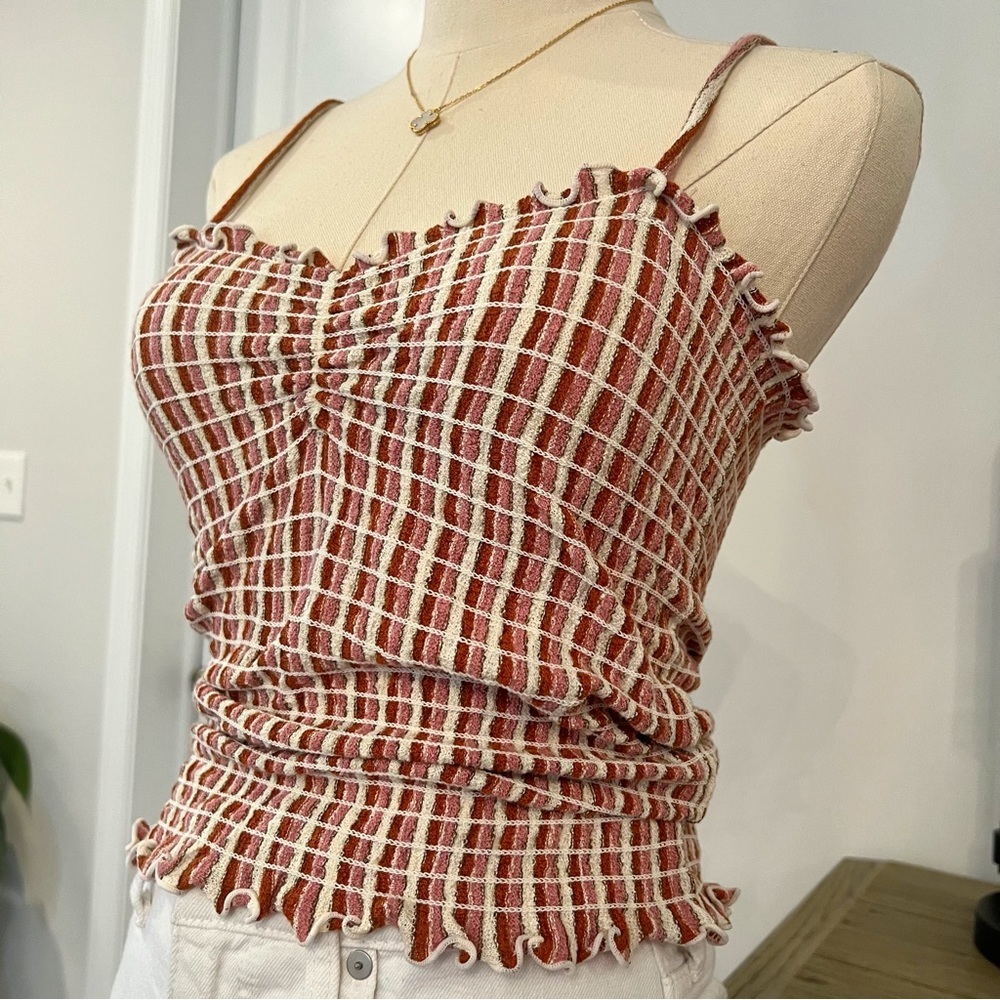 Madewell Superlight Jacquard Smocked Tank Top in Stripe Stretch